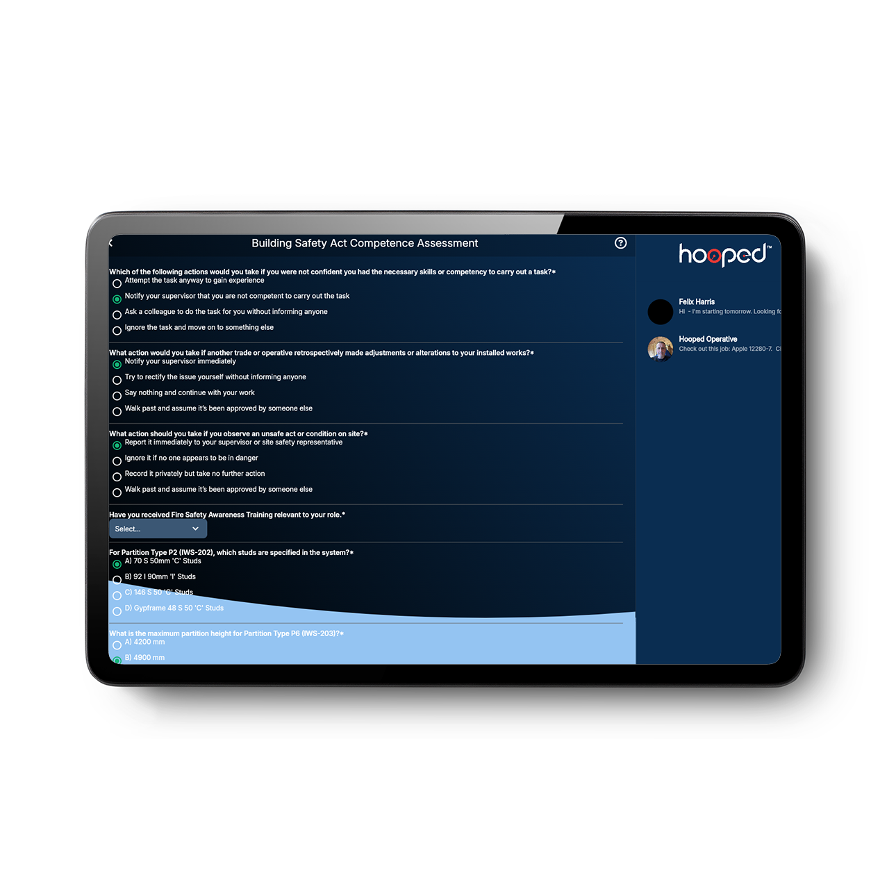 Competency testing and assessment dashboard