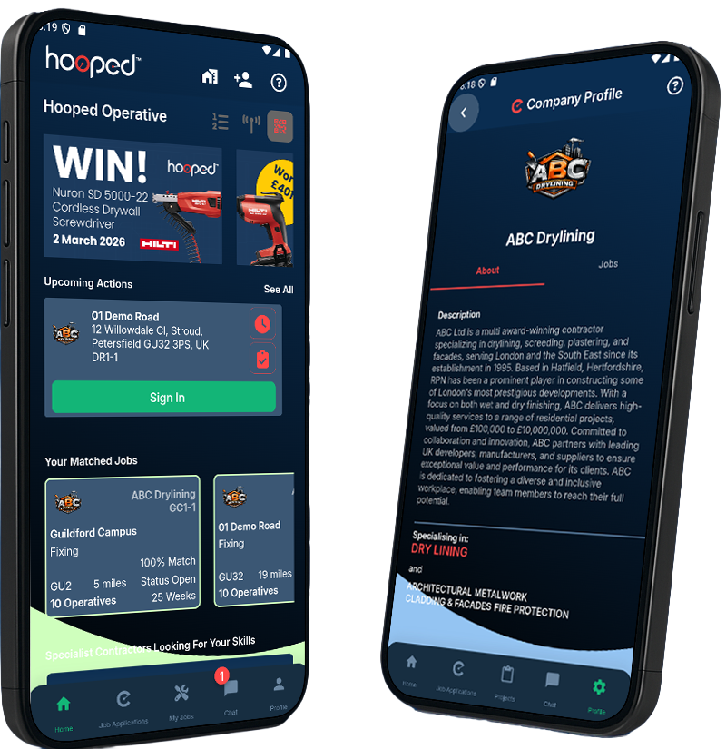 Hooped app demo screens